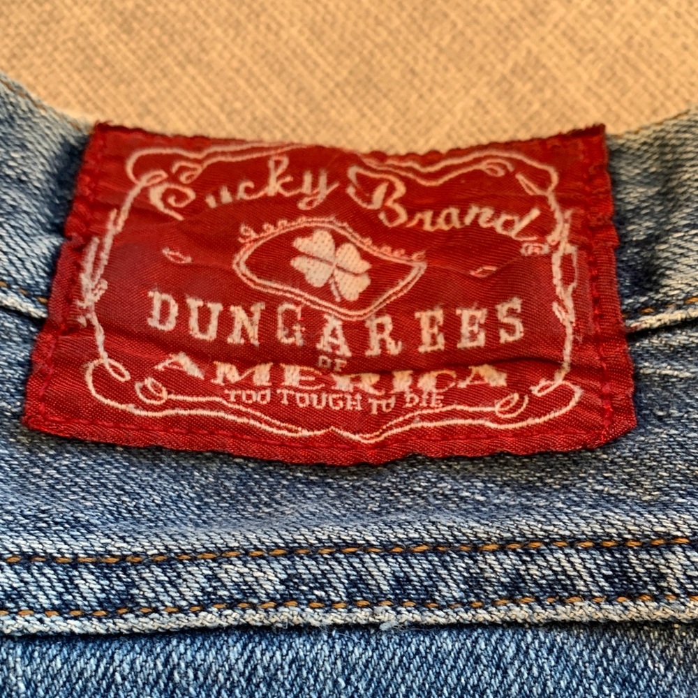 Lucky Brand Boho Dungarees Classic Fit Blue Denim Boyfriend Jeans 28 Reg